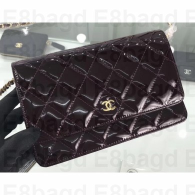 Chanel Wallet On Chain WOC Bag in Patent Leather Date Red/Gold