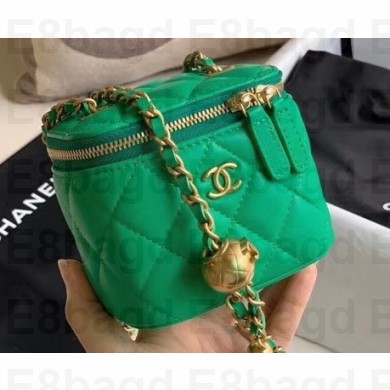 Chanel Pearl on Chain Small Classic Box with Chain Bag AP1447 Green 2020