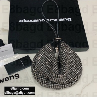 Alexander Wang Wangloc Fortune Cookie Bag With Crystal Rhinestone Chain Mesh Gray