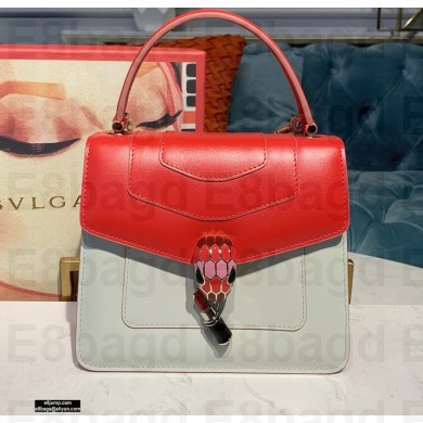 Bvlgari Serpenti Forever Top Handle Crossbody Bag 18cm with Charm Red/White