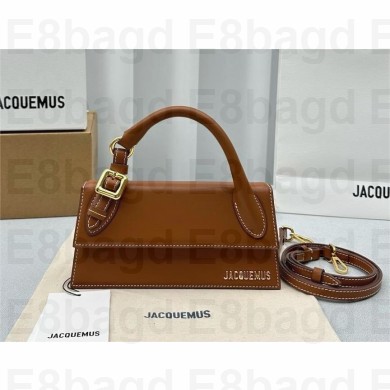 JACQUEMUS Le Chiquito long boucle BAG IN BOX LEATHER BROWN 2024