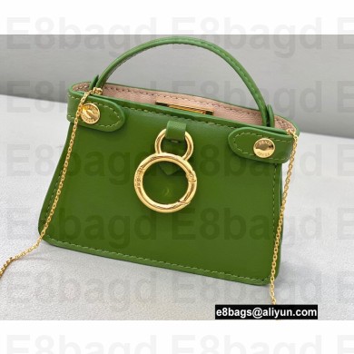 Fendi Nano Peekaboo Bag Charm Nappa Leather Green 2021