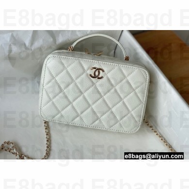 Chanel Caviar Leather Small Vanity Case with Chain Bag AS3168 White 2022