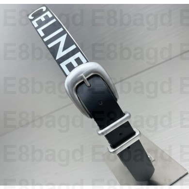 Celine Logo Print LARGE WESTERN Belt in Leather Black 60689 2022