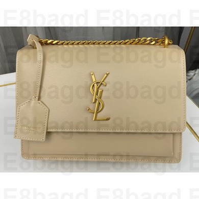 Saint Laurent sunset medium chain bag in smooth leather 442906 Apricot/Gold
