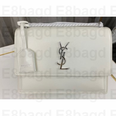 Saint Laurent sunset medium chain bag in smooth leather 442906 White/Silver