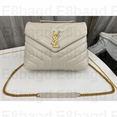 Saint Laurent loulou small chain bag in quilted "y" leather 494699 White/Gold