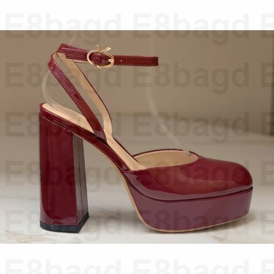 Gianvito Rossi Heel 11.5cm Platform 3.5cm Slingback Pumps Leather Patent Burgundy 2023