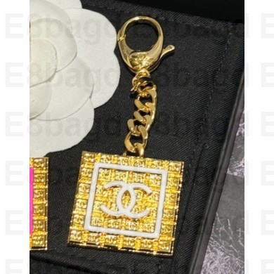 Chanel Metal Key Rings ABC622 Gold & White 2024
