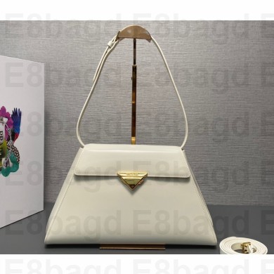 Prada Large brushed leather handbag 1BD342 White 2024