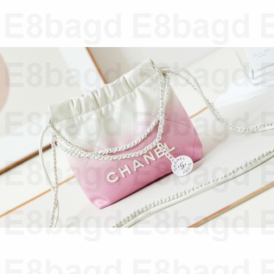 Chanel Patent Gradient Calfskin & Lacquered Metal CHANEL 22 Mini Handbag AS3980 White/Light Pink 2024