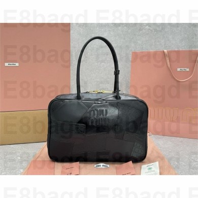 Miu Miu leather patchwork bag 5BB117 black 2024