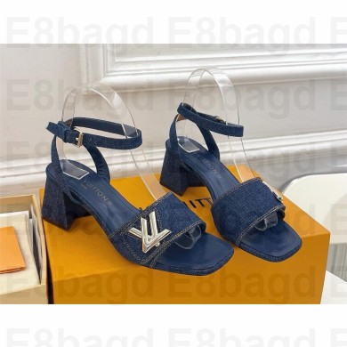 Louis Vuitton Heel 5.5cm blue denim Shake Sandal 1ACHYY 2024