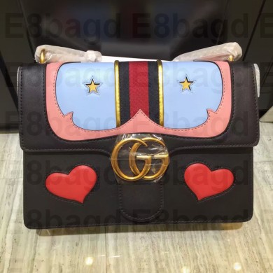 Gucci Heart And Mouth GG Marmont Leather Shoulder Bag 431382 black (SPM-71402)