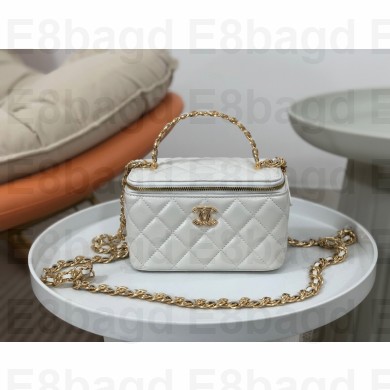 chanel Lambskin & Gold Metal Clutch with Chain AP3315 WHITE 2023