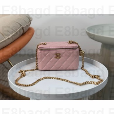 chanel Lambskin & Gold Metal Clutch with Chain A68140 pink 2023