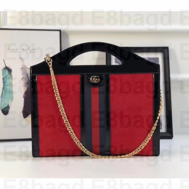 Gucci Ophidia Medium Top Handle Tote ‎512957 Red Suede 2018