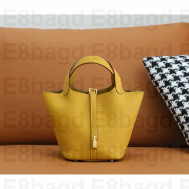 Hermes Picotin Lock Bag in original togo leather jaune ambre with gold hardware(handmade)