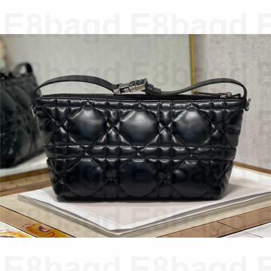 Dior medium DiorTravel Nomad Pouch Bag in Macrocannage Calfskin black 2022