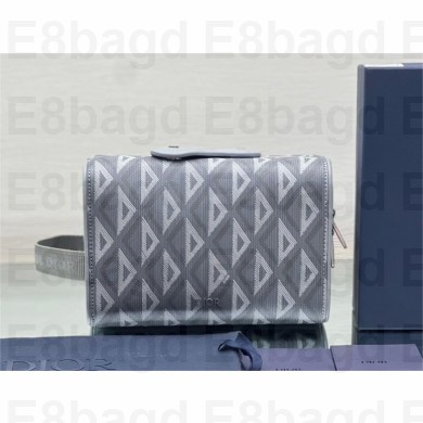Dior gray CD Diamond Canvas Lingot Toiletry Case 2023