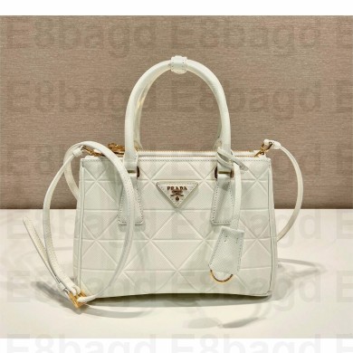 Prada Small Galleria Quilted Saffiano Leather Bag 1BA896 white 2023 