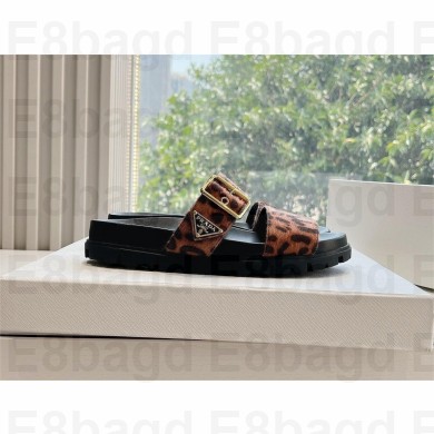 Prada printed leather slides 1XX715 honey 2024