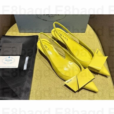 Prada Heel 4.5cm Brushed leather slingback pumps 1I318N yellow Spring 2024