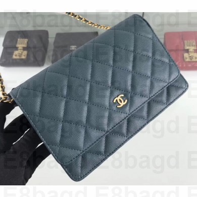 Chanel Caviar Leather Wallet On Chain WOC Bag A33814 Light Lake Green 2019