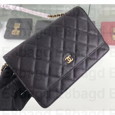 Chanel Caviar Leather Wallet On Chain WOC Bag A33814 Black 2019