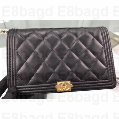 Chanel Lambskin Boy Wallet On Chain WOC Bag A80387 Black/Gold