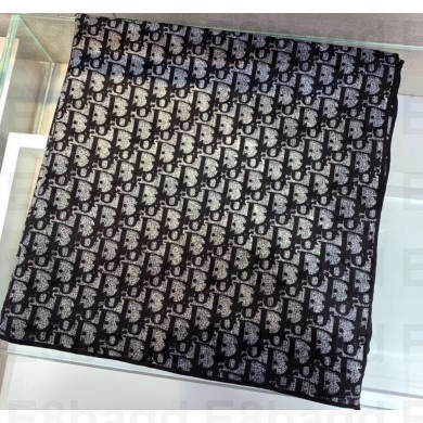 Dior Oblique Cashmere Scarf 140x140cm Black 2019