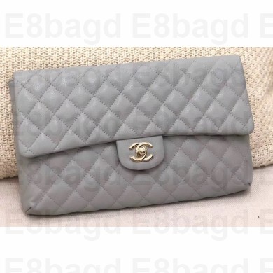 Chanel Grained Calfskin Classic Clutch Bag A57650 Gray 2019