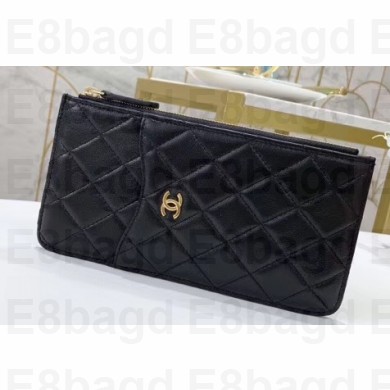 Chanel Classic Pouch Clutch Bag for iPhone 84402 AP0225 in Lambskin Black/Gold