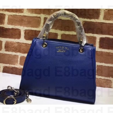 Gucci Leather Bamboo Shopper Small Shoulder Tote Bag 336032 Blue