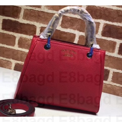 Gucci Leather Bamboo Shopper Small Shoulder Tote Bag 336032 Red