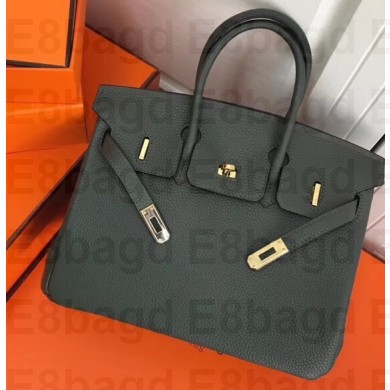 Hermes Birkin 25cm Bag Dark Green in Togo Leather With Gold Hardware