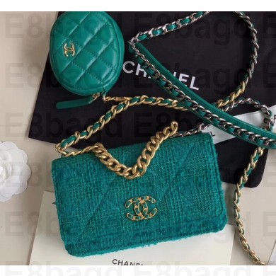 Chanel 19 Tweed Wallet on Chain WOC Bag and Coin Purse AP0985 Green 2020