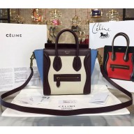 Celine Luggage Nano Tote Bag in Original Calfskin Leather Beige/Coffee