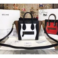Celine Luggage Nano Tote Bag in Original Calfskin Leather Black/White