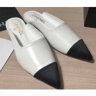 Chanel Lambskin and Satin Slippers White/Black 2020