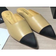 Chanel Lambskin and Satin Slippers Beige/Black 2020