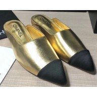 Chanel Lambskin and Satin Slippers Metallic Gold/Black 2020