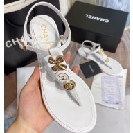 Chanel Clover Thong Sandals White 2020