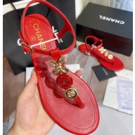 Chanel Clover Thong Sandals Red 2020