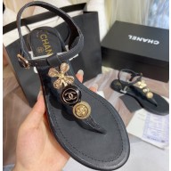 Chanel Clover Thong Sandals Black 2020