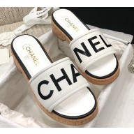 Chanel Heel Logo Mules Lambskin White 2020