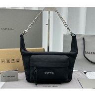 Balenciaga Raver Medium Bag With Chain in nylon Black