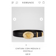 Versace Black & Gold Cinture Coin Medusa E Cristalli Belt 4 cm 2023