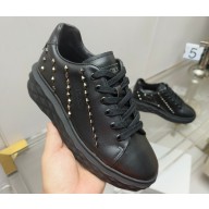 Jimmy Choo Diamond Maxi/F Leather Trainers Sneakers Black with Studs and Platform Sole 2024