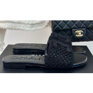 Chanel CC Logo Mules Knit Black 2024